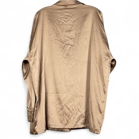 JOAH BROWN Oversized Silk Button Down Shirt in Fawn S/M - Picture 8 of 9